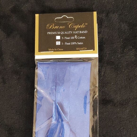 BRUNO CAPELO FASHION 3 PLEAT SATIN HAT BAND. ROYAL. - Picture 2 of 2